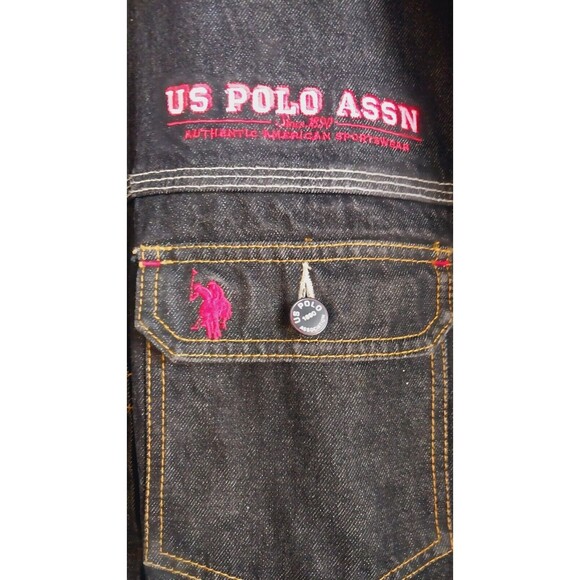 U.S. Polo Association Men's Black Embroidered Jean Denim Jacket Large - Picture 8 of 13